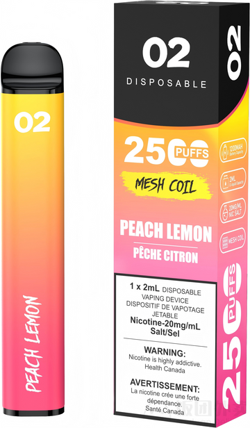 02 DISPOSABLE 2500 PUFFS PEACH LEMON