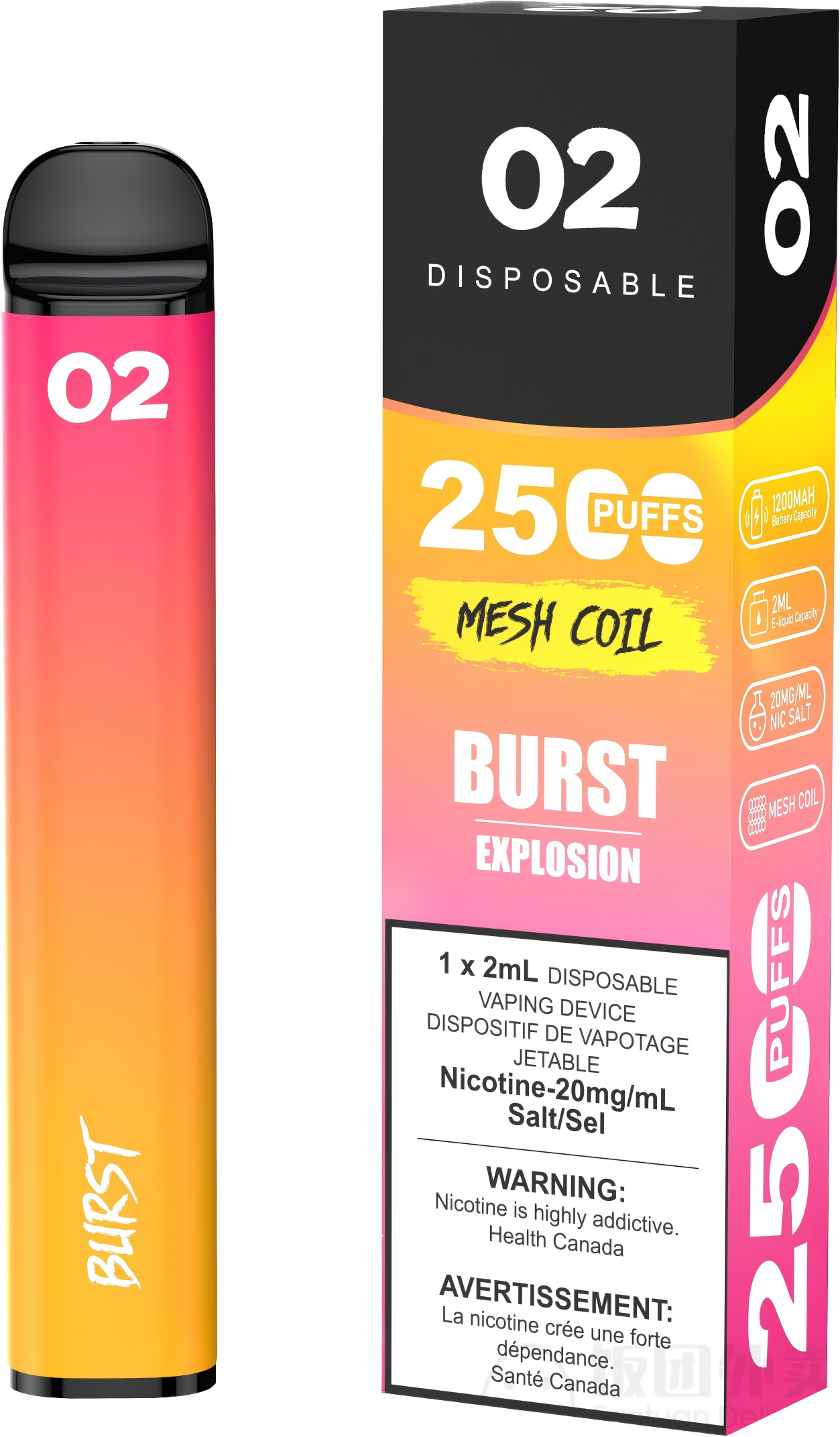 02 DISPOSABLE 2500 PUFFS BURST