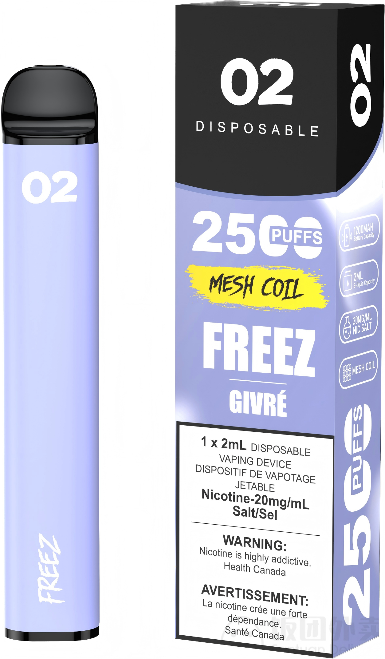 02 DISPOSABLE 2500 PUFFS FREEZ