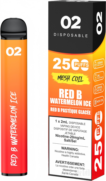 02 DISPOSABLE 2500 PUFFS RED B WATERMELON ICE