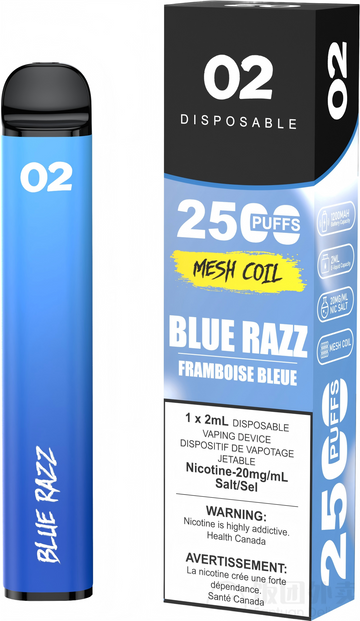 02 DISPOSABLE 2500 PUFFS BLUE RAZZ