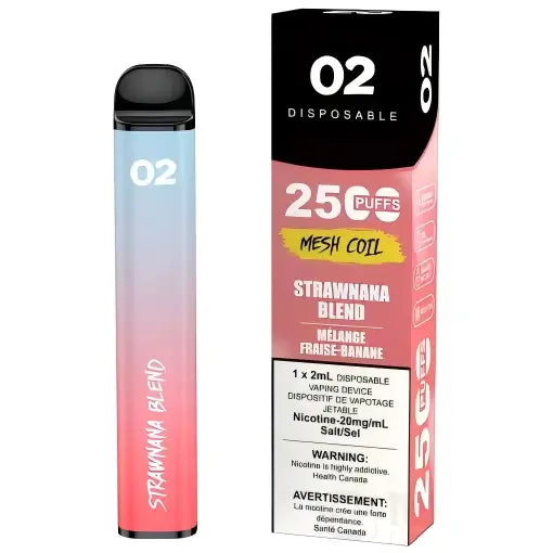 02 DISPOSABLE 2500 PUFFS STRAWNANA BLEND