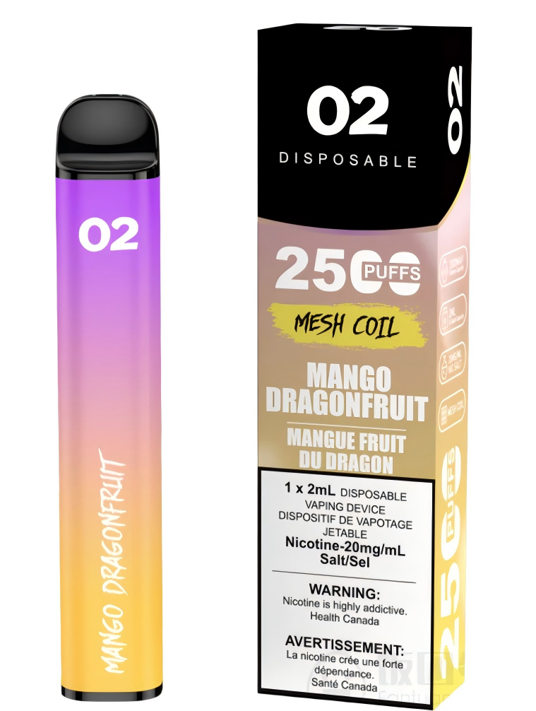 02 DISPOSABLE 2500 PUFFS MANGO DRAGONFRUIT
