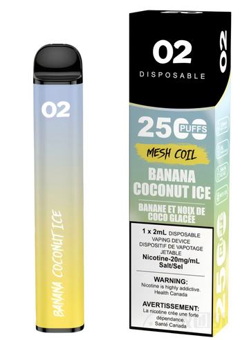 02 DISPOSABLE 2500 PUFFS BANANA COCONUT ICE